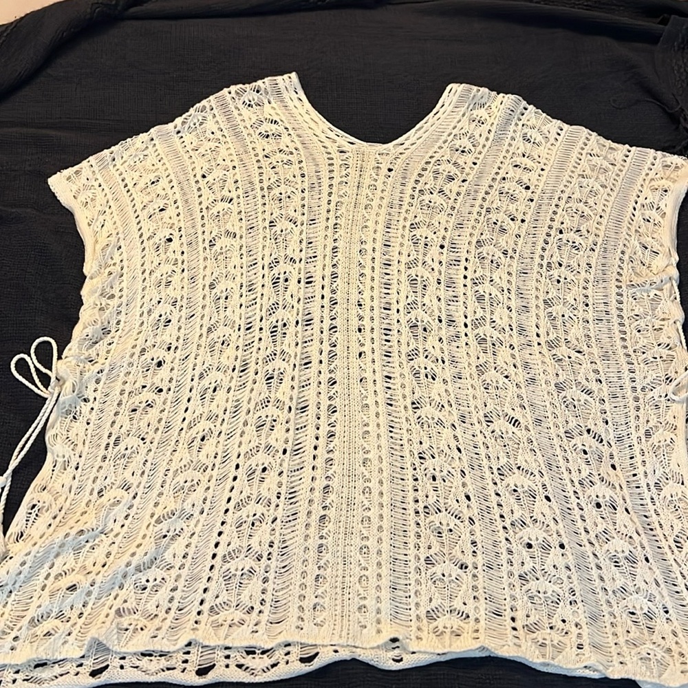 Women's Crochet Swim Coverup Tunic - Ivory